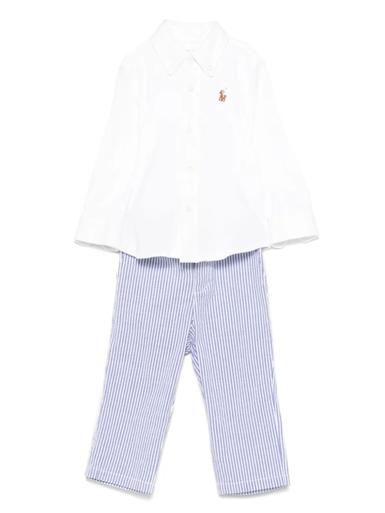 

POLO RALPH LAUREN KIDS комплект из брюк и рубашки в полоску, белый