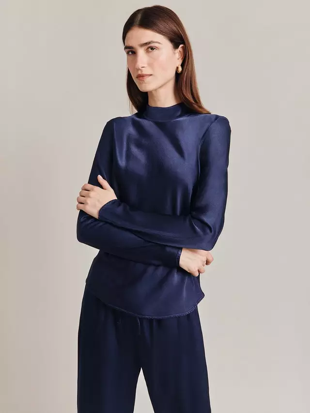 

Топ Ghost Mika Satin Turtleneck, темно-синий