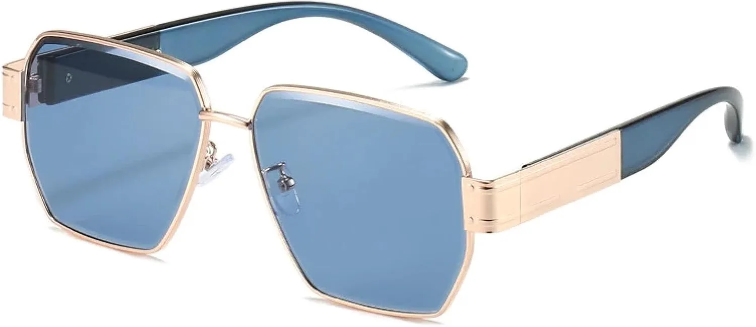 

Модные металлические солнцезащитные очки для женщин и мужчин, винтажные классические очки для путешествий и вождения, защита от УФ-излучения UV400 TKKTLLT, Blue Blue