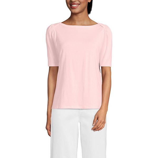 

Женская футболка с лодочкой из супимы Lands' End, Sea Salt Pink, Розовый, Женская футболка с лодочкой из супимы Lands' End, Sea Salt Pink