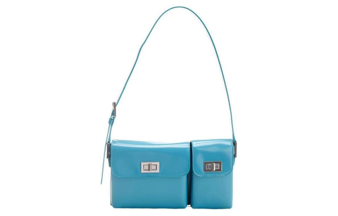 

Футболка с одним плечом из телячьей кожи женская синяя By Far