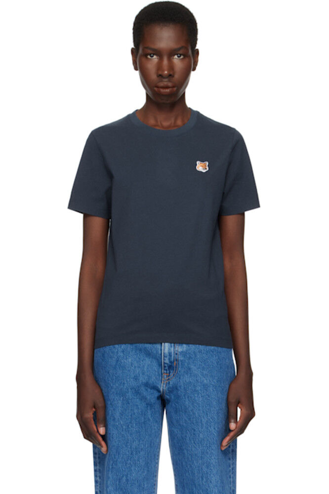 

Футболка с нашивкой Navy Fox Head Patch Regular Maison Kitsuné