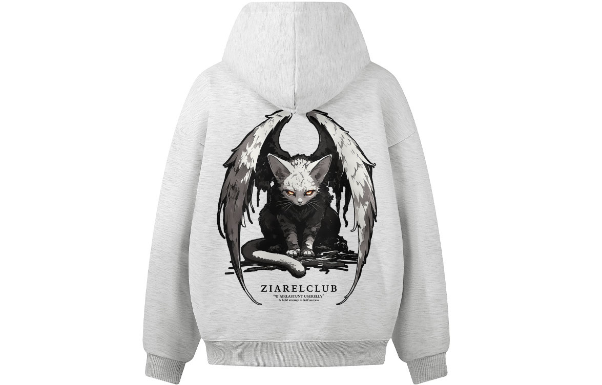 

Толстовка Unisex Hooded Moderate Heavyweight ZIAREL, белый heather серый