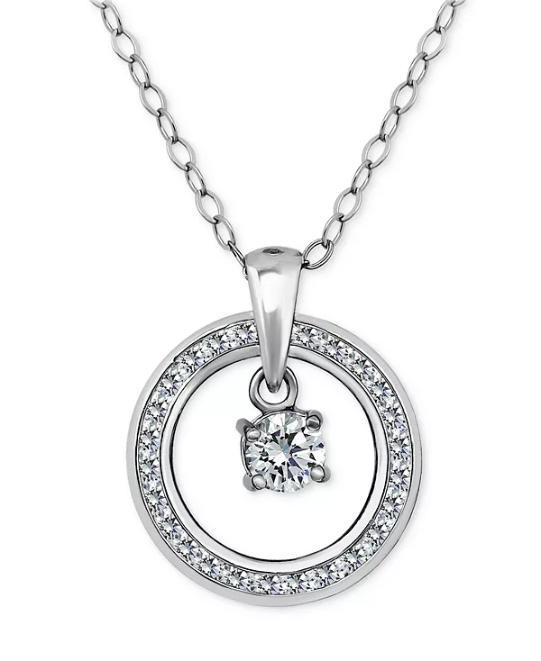 

Ожерелье с подвеской-ореолом из кубического циркония, 16 дюймов + 2 дюйма, эксклюзивно в Macy's Giani Bernini, silver