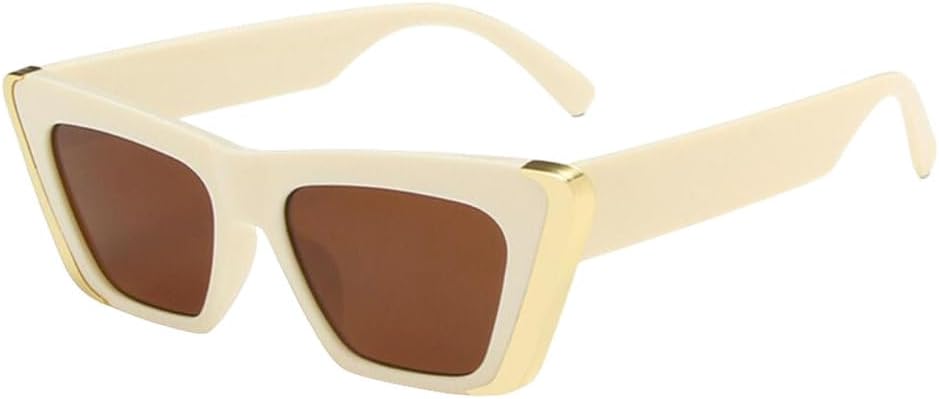 

Сексуальные солнцезащитные очки «кошачий глаз» для женщин, модные, простые, в маленькой оправе, с металлической отделкой, популярные белые очки для мужчин с защитой от УФ-излучения UV400 TYUVIVO, Beige Tea