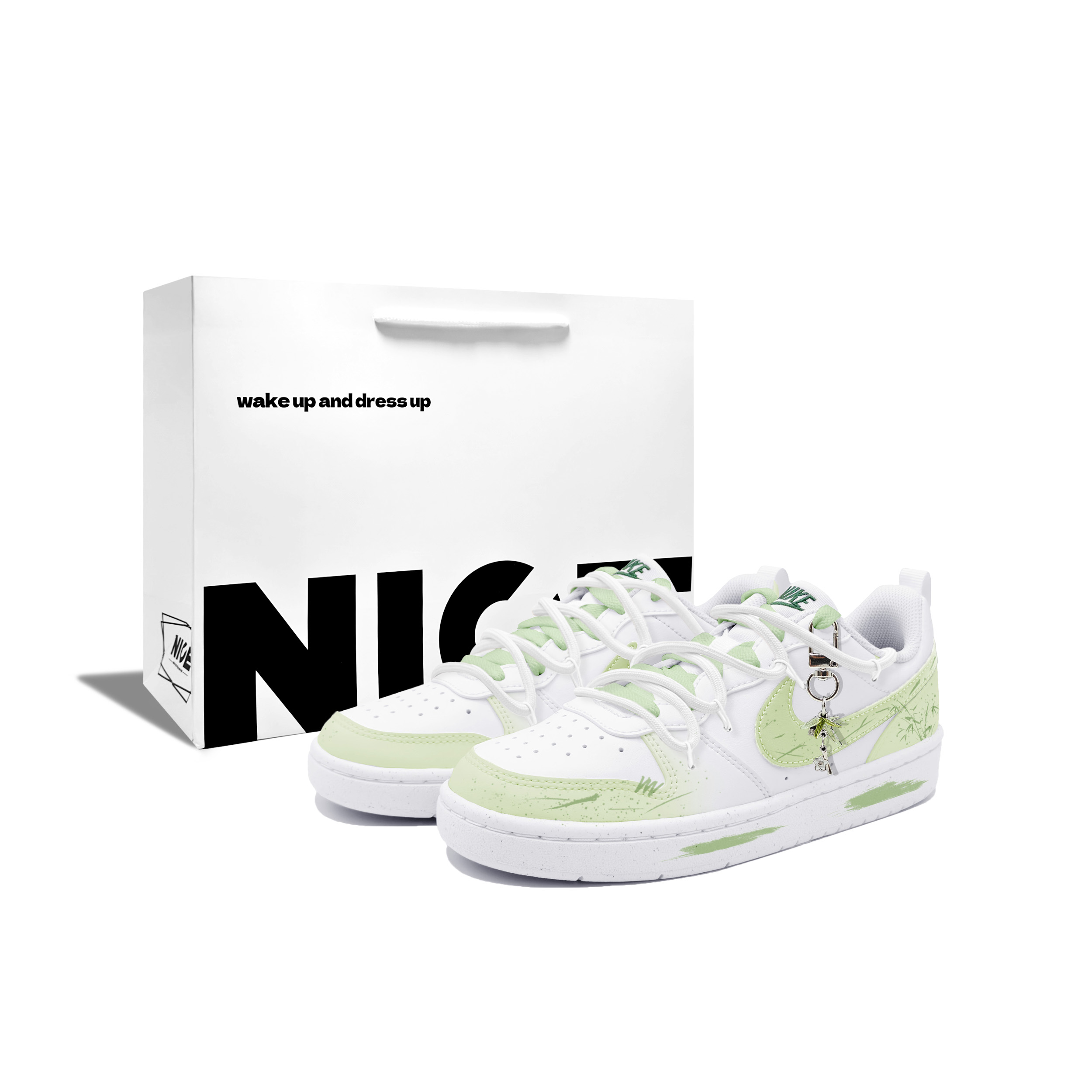 

Court Borough Bamboo Leaf Green устойчивые к истиранию низкие детские скейтбординговые туфли из шелка бирюзового цвета для подростков Nike, бирюзовый