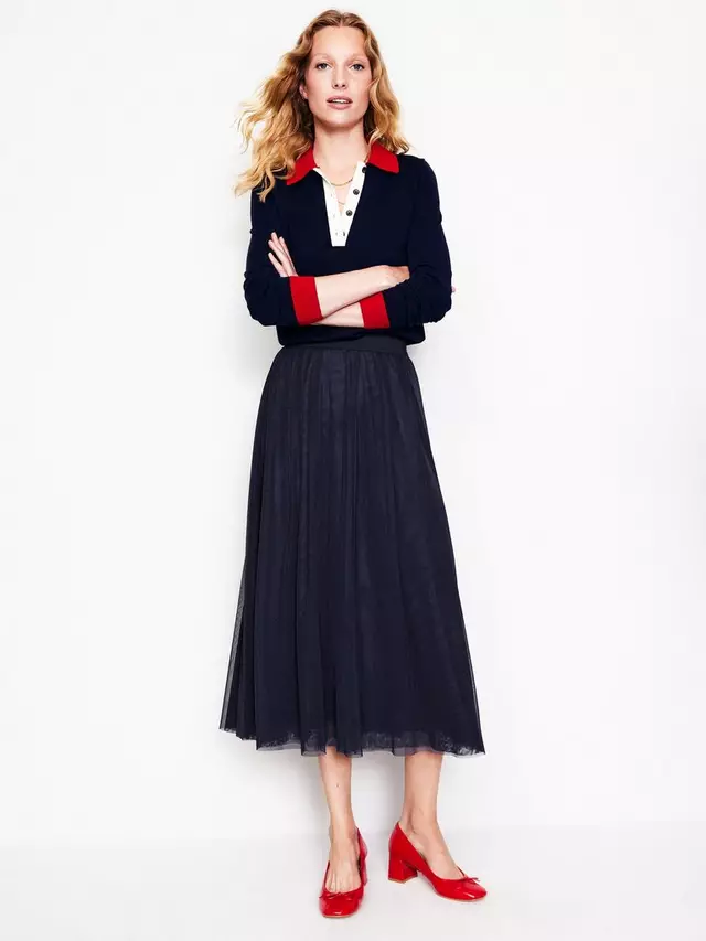 

Юбка Boden Isabella Tulle Midi, темно-синий