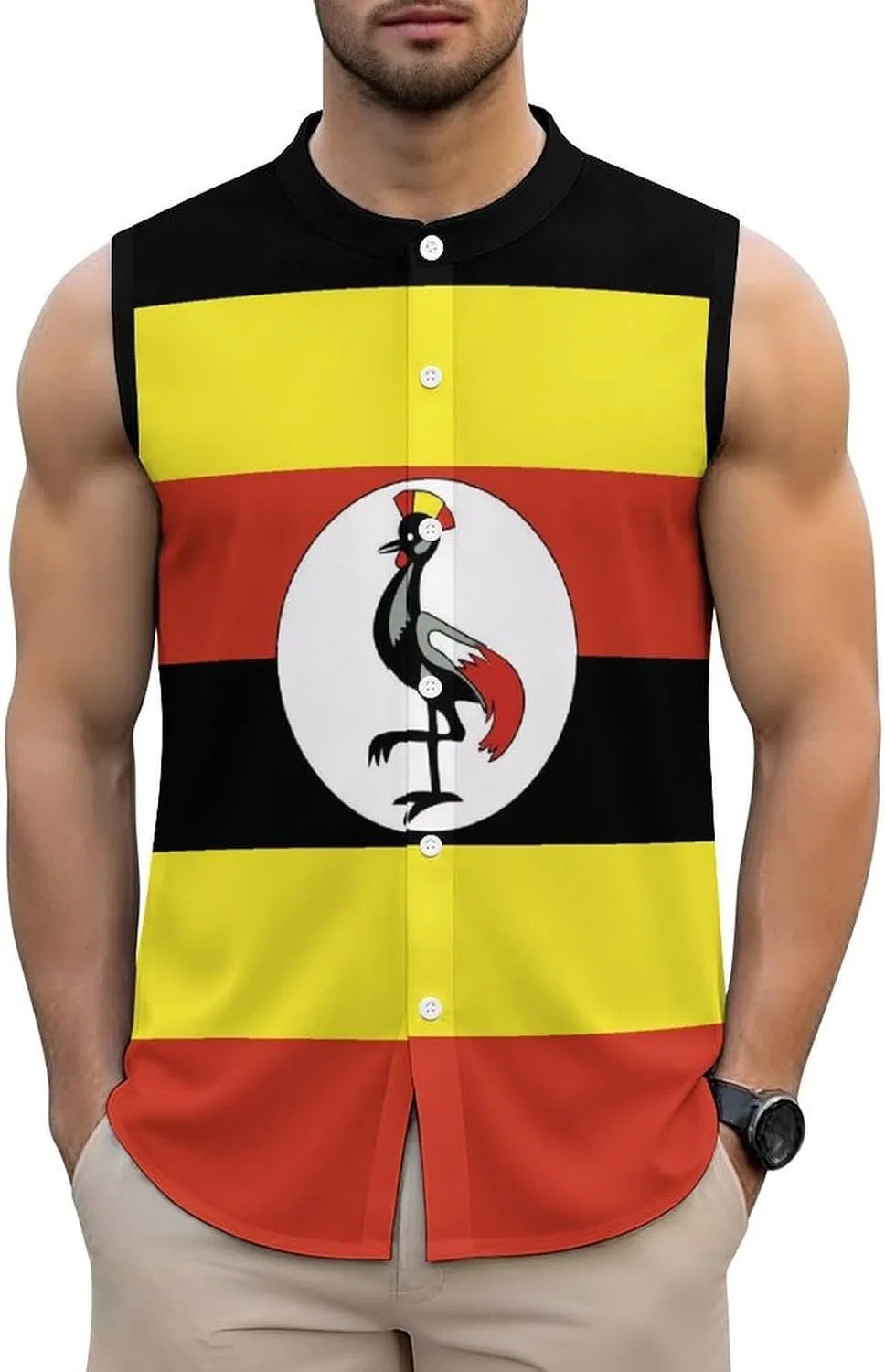 Майка-борцовка с принтом Hawaiian Summer, Uganda Flag, свободного кроя, белый 19
