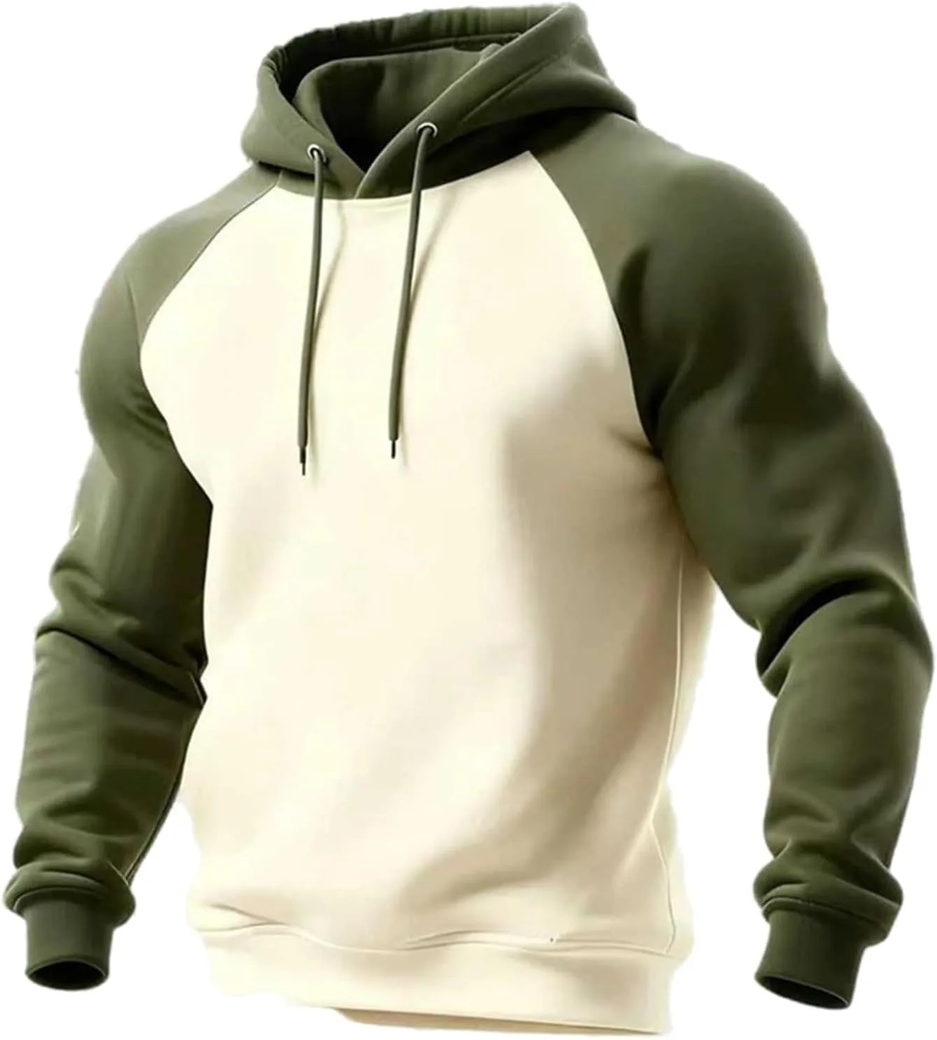 

Мужской худи с флисом, реглан и цветными блоками, M-3XL