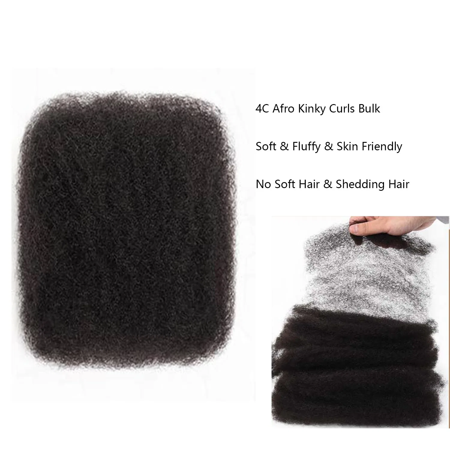 Натуральные афро-кудрявые волосы для дредов и твистов Yuefer, 1B# — фото 2