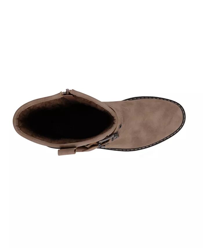Женские сапоги Knox Buckle Lug Sole Block Heel до середины голени GC Shoes, коричневый/бежевый — фото 4