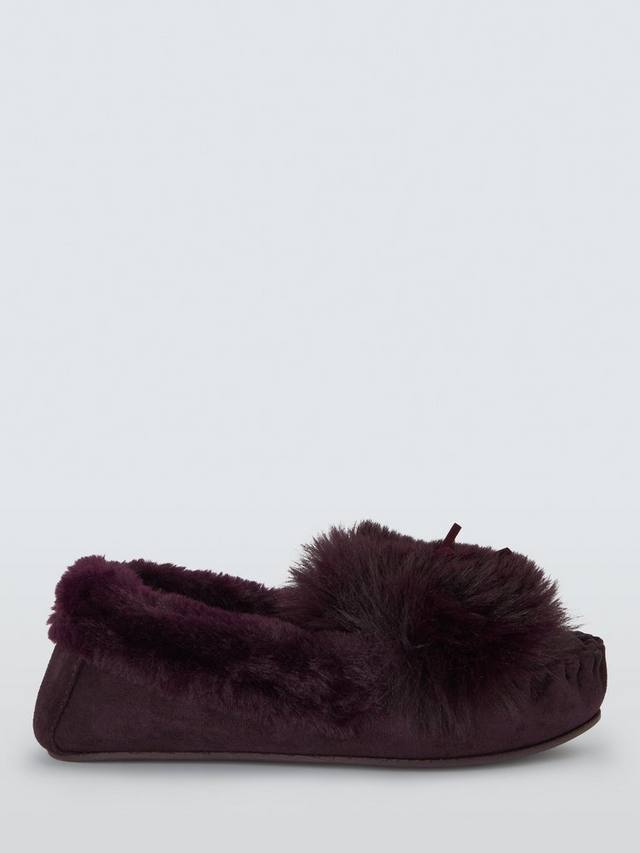 Мокасины-тапочки из искусственного меха John Lewis, Plum