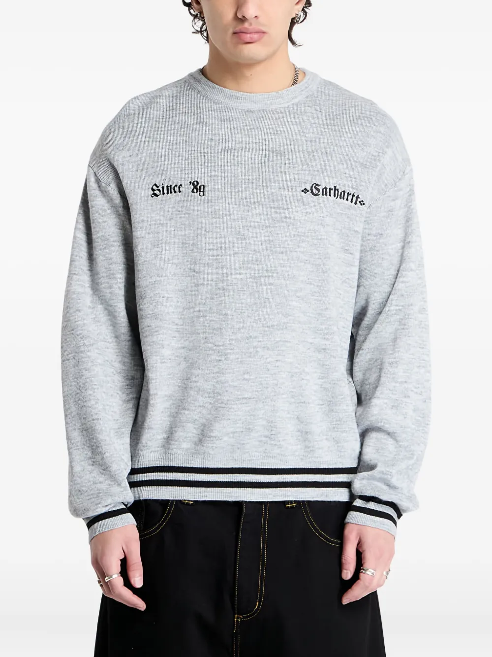 

Вышитый свитер с ребристыми манжетами CARHARTT WIP, серый