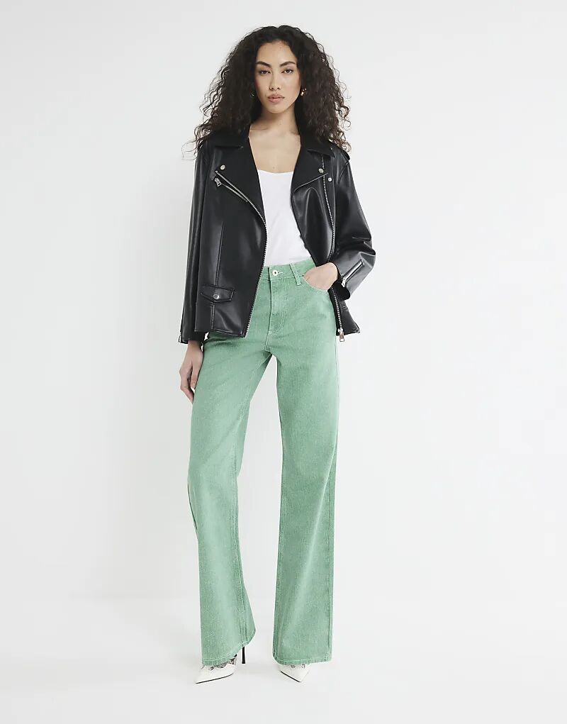 

Свободные прямые джинсы зеленого цвета - средние River Island