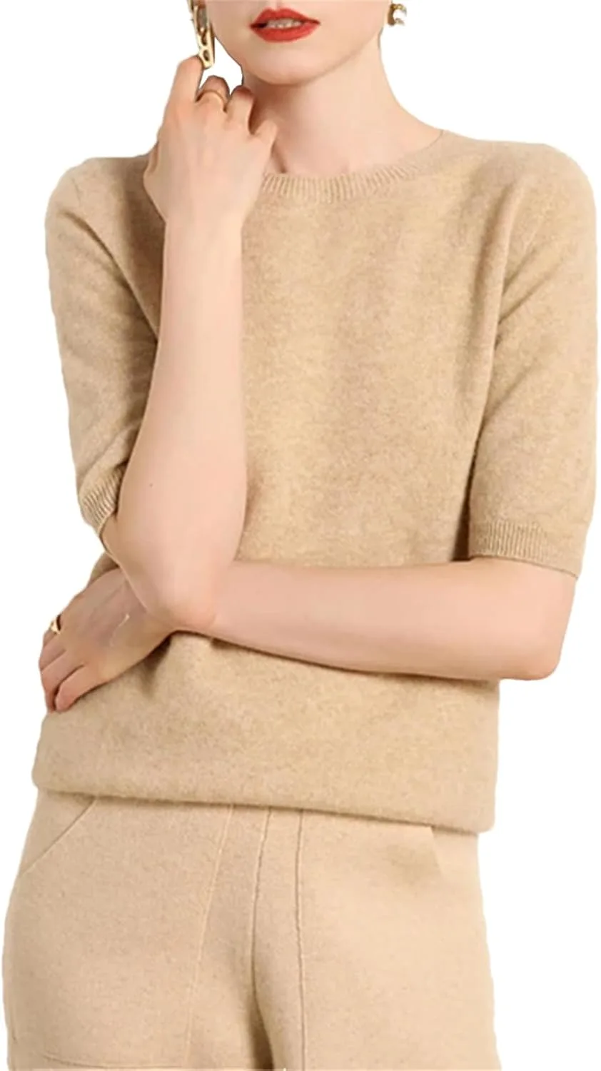 

Женский короткий рукав кашемировый свитер O-Neck