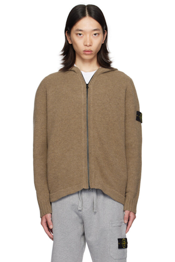 

Коричневый кардиган с капюшоном Stone Island