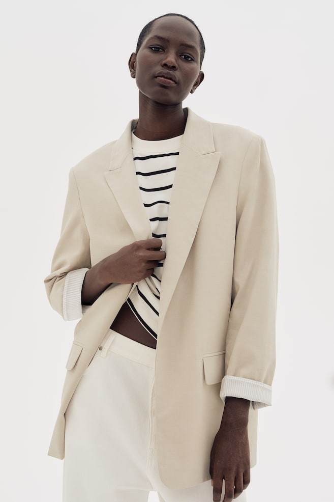 

Блейзер из лиоцелл-микса H&M, бежевый