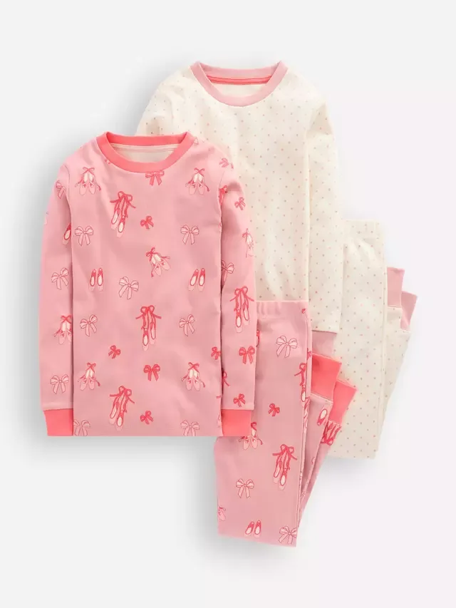 Детский хлопковый пижамный комплект (2 шт), розовые балетки Mini Boden