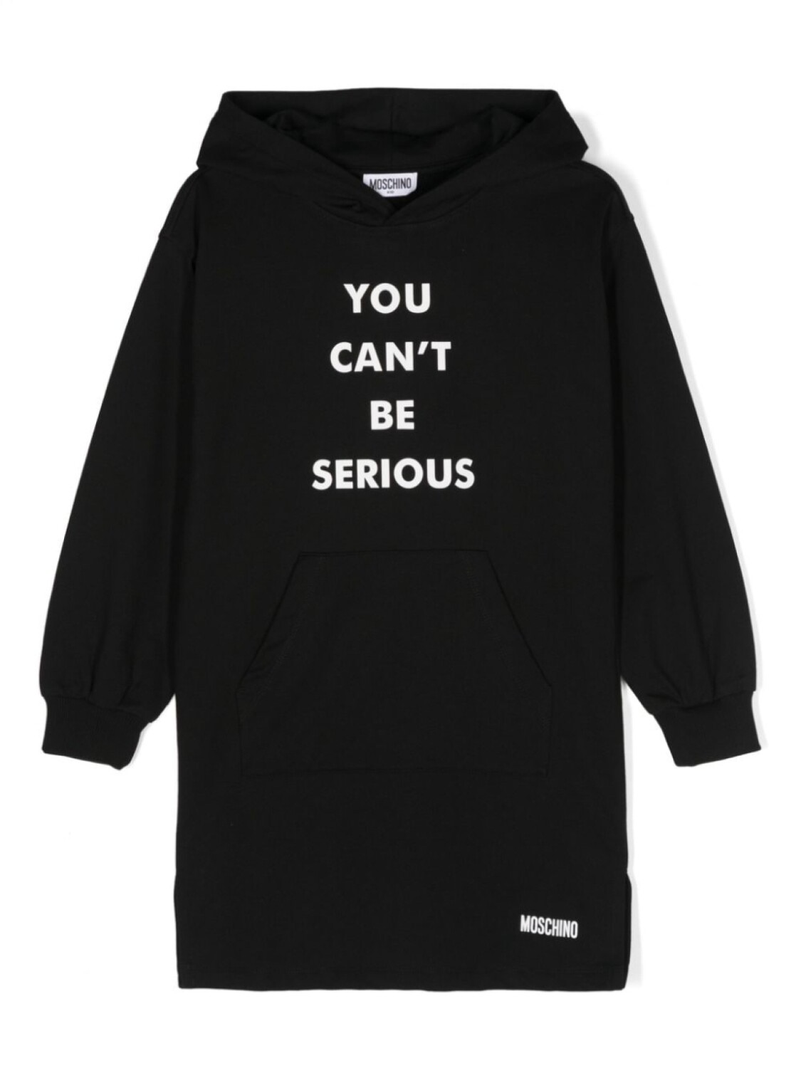 

Moschino Kids платье мини с капюшоном и надписью, черный