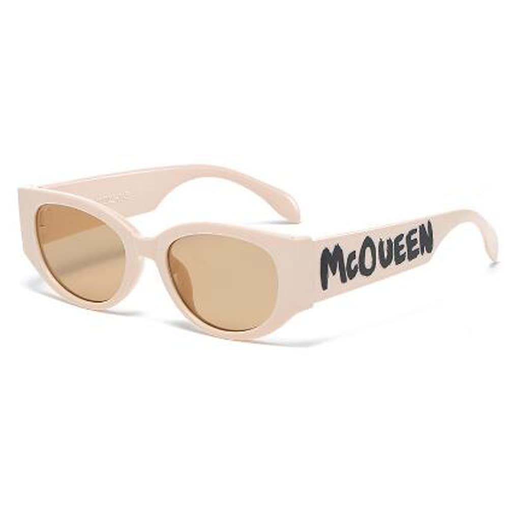 

Солнцезащитные очки с надписью «Граффити», маленькая оправа, для мужчин и женщин, защита от УФ-излучения, овальная форма (бежевая оправа, серые вкрапления) Weloveushop, Bright Black Gray Flakes