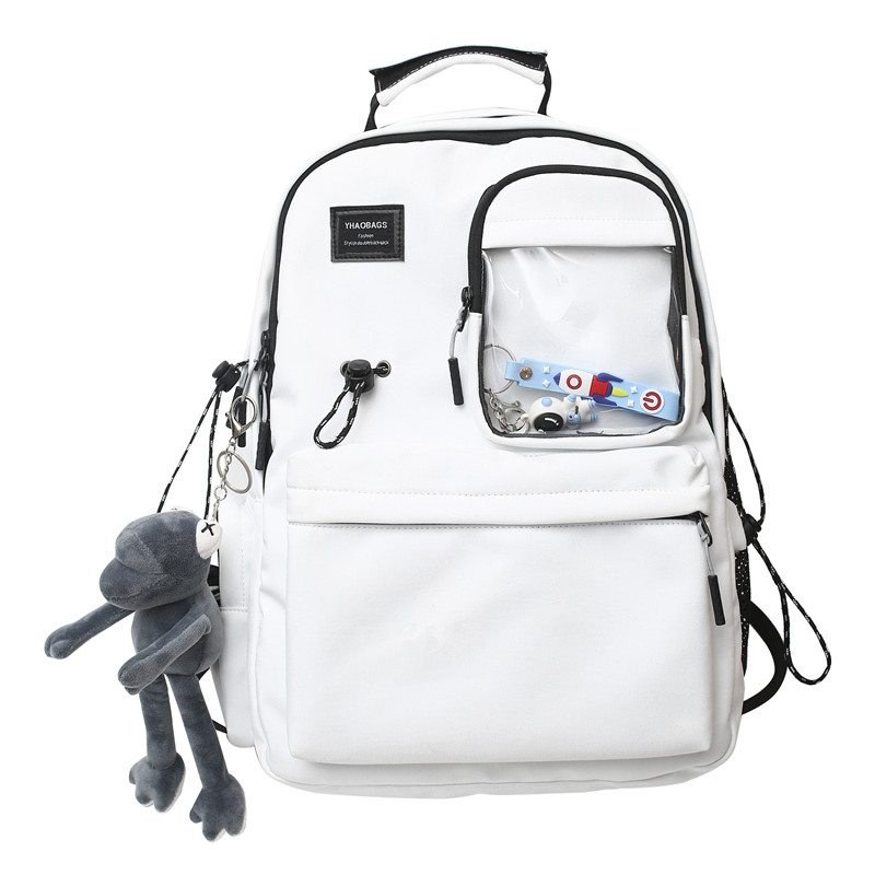 

Deli Bear Нейлоновый рюкзак унисекс бело-черный, Style 2 White with Charm