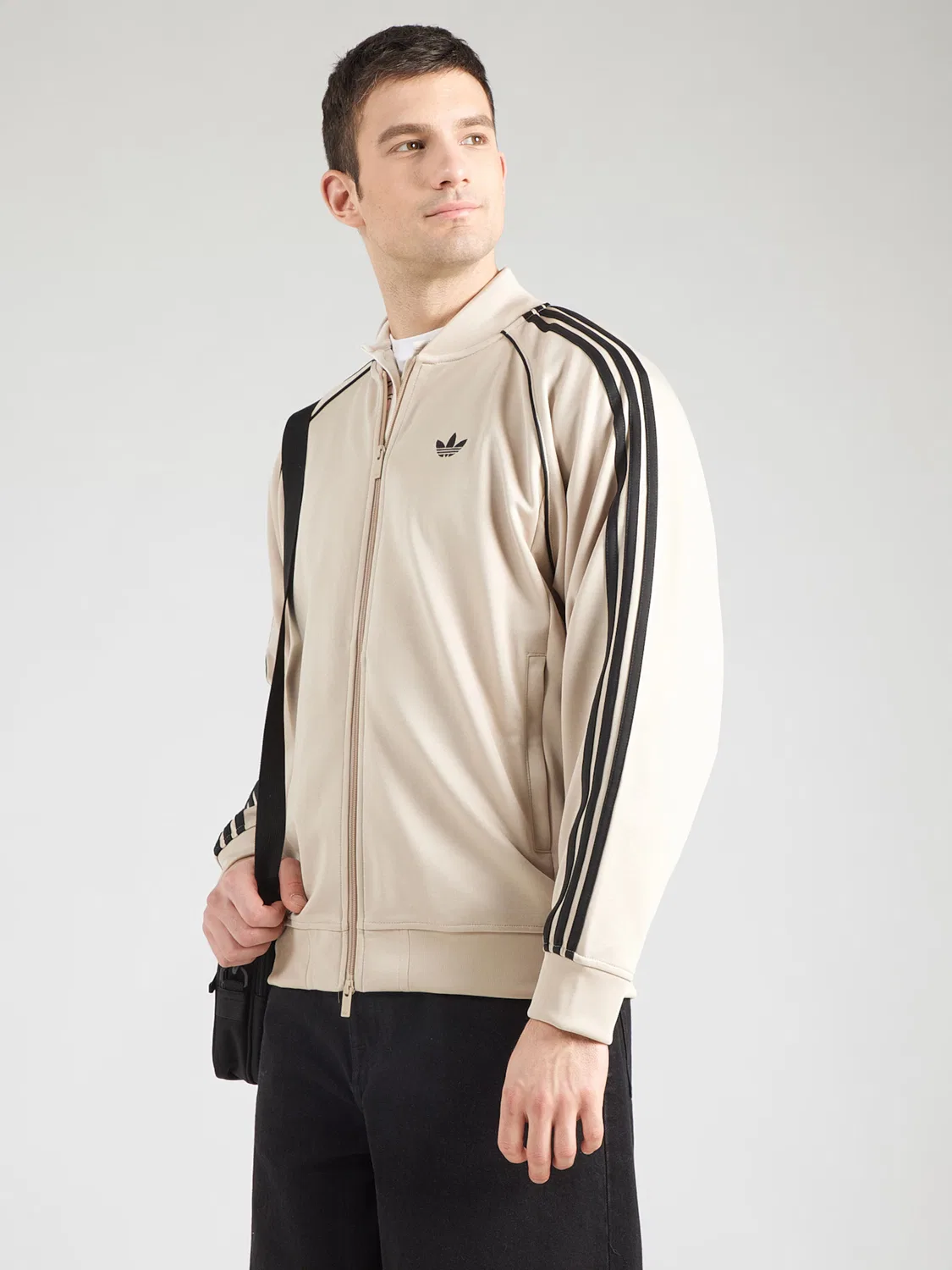 Толстовка на молнии Adidas Originals Adicolor Classic в серо-бежевом цвете — фото 3