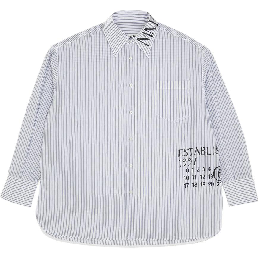 

Футболка с логотипом в полоску MM6 Maison Margiela, белый/синий