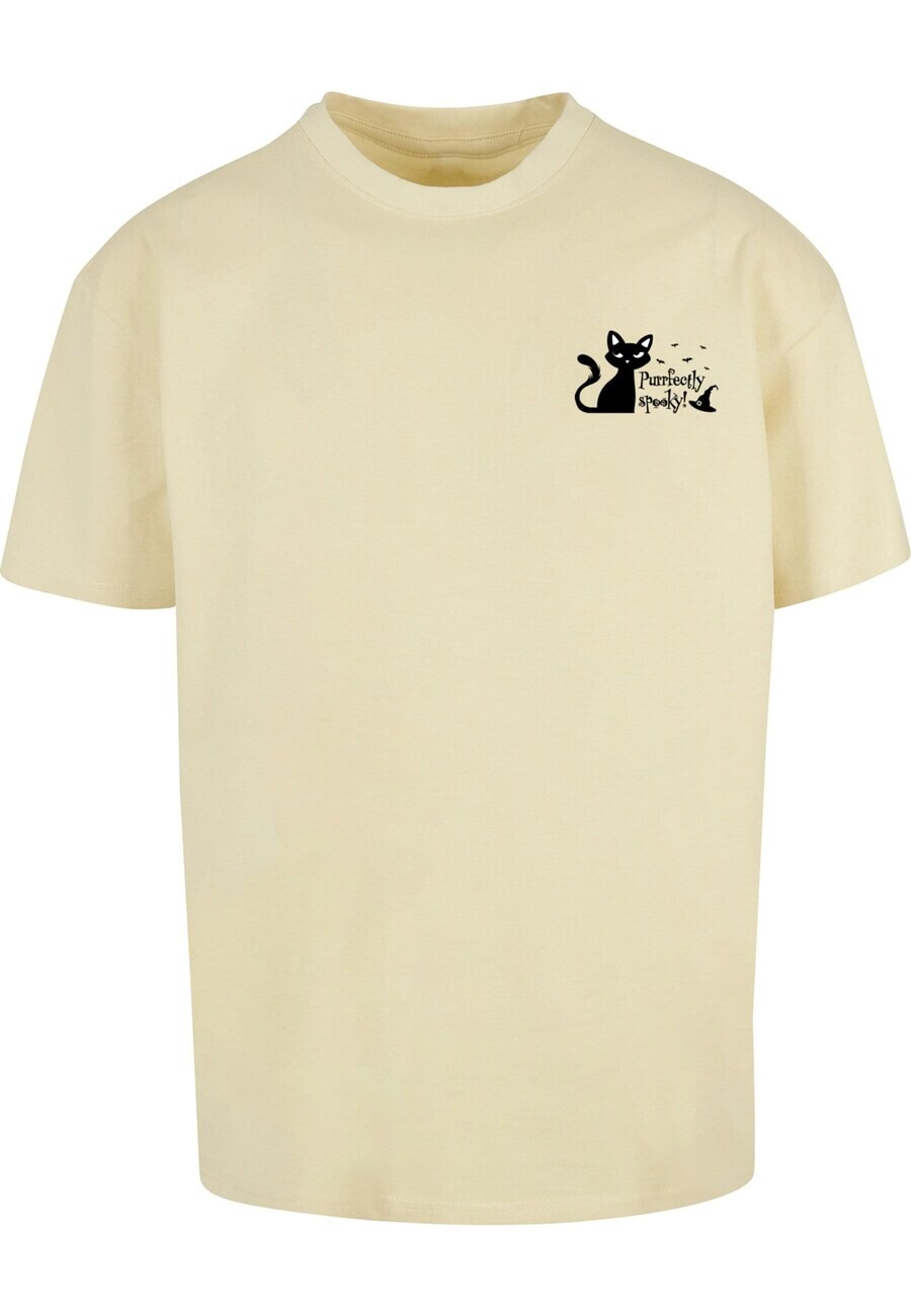 

Классическая футболка Merchcode Shirt Halloween - Purrfectly Spooky, цвет light yellow