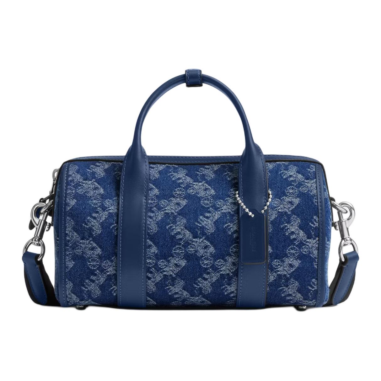 

COACH Готэм джинсовая ткань с кожаной наплечной сумкой через плечо средний размер мужская темно-синяя