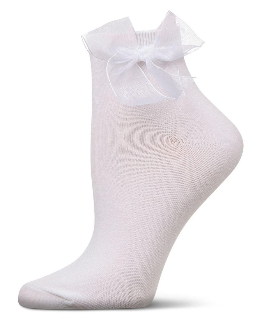 

Женские хлопковые носки до щиколотки с бантом из тюля MeMoi, White