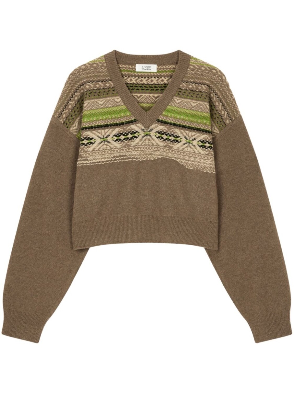 

Свитер с интарсией в технике fair isle STUDIO TOMBOY, коричневый