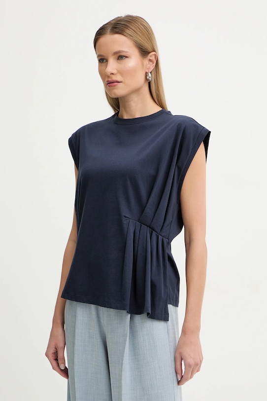 

Хлопковая футболка Twinset, темно-синий