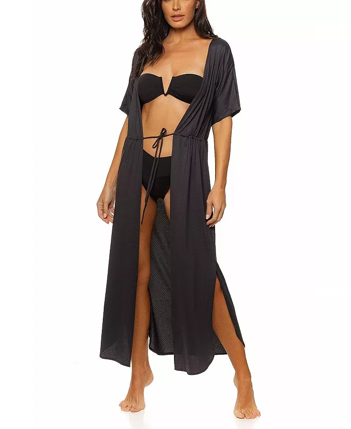 

Женский длинный кимоно-кардиган с запахом Guria Beachwear, черный