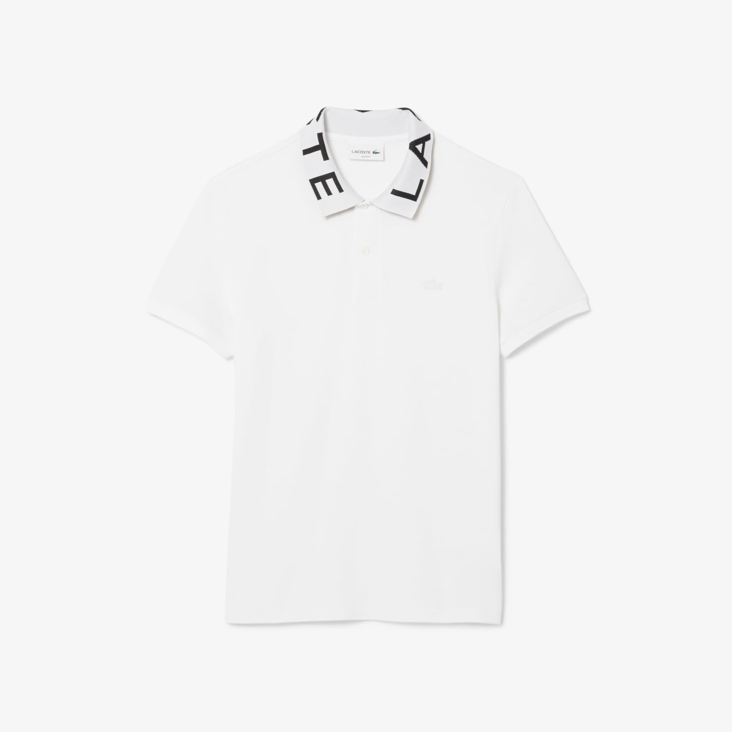 Мужская рубашка-поло Lacoste (официальная) с жаккардовым рисунком, белый — фото 4