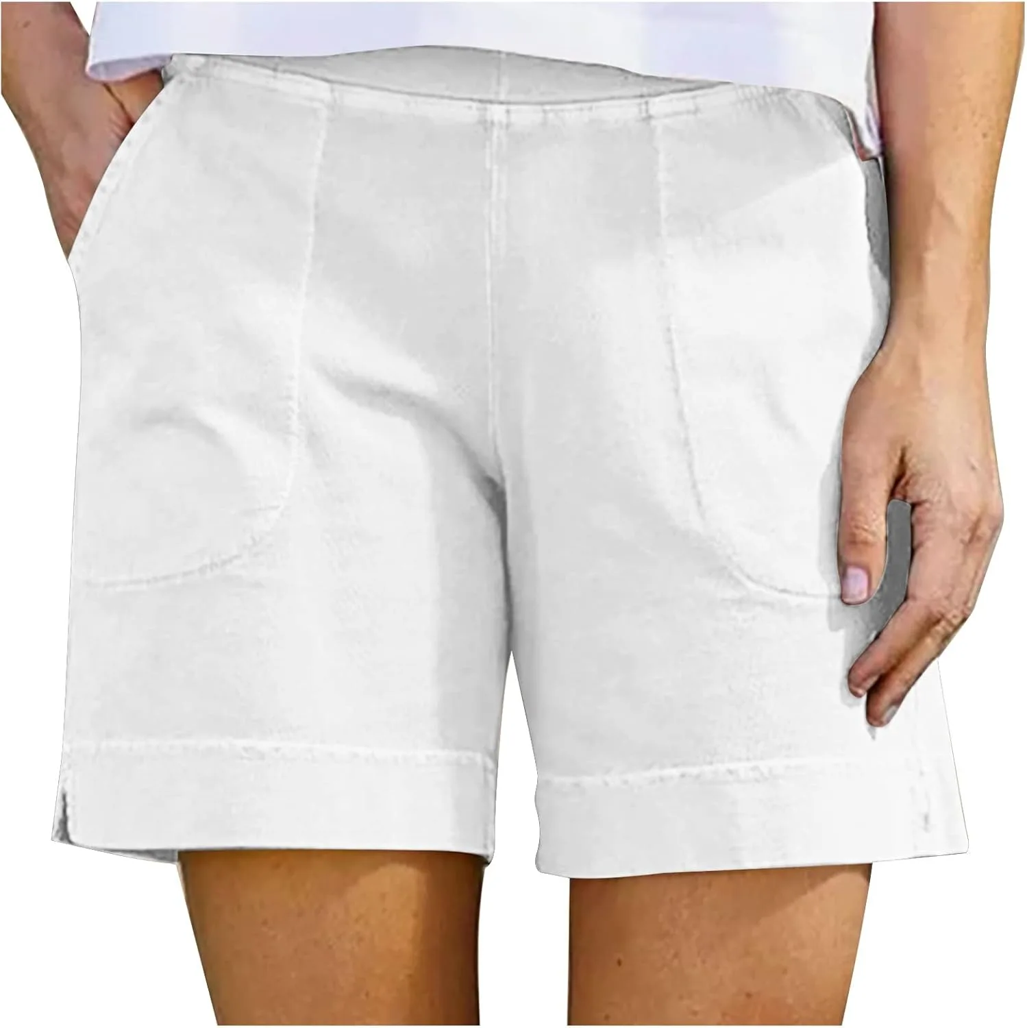 

Женские шорты бермуды с застежкой на пуговицах, casual, хлопок-лен Shiyingl