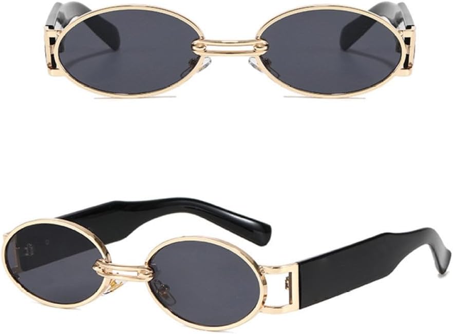 

Женские овальные солнцезащитные очки в винтажном стиле, маленькие металлические, в стиле панк, женские очки-очки в стиле стимпанк, защита от ультрафиолета UV400 HPIRME, Gold Gray