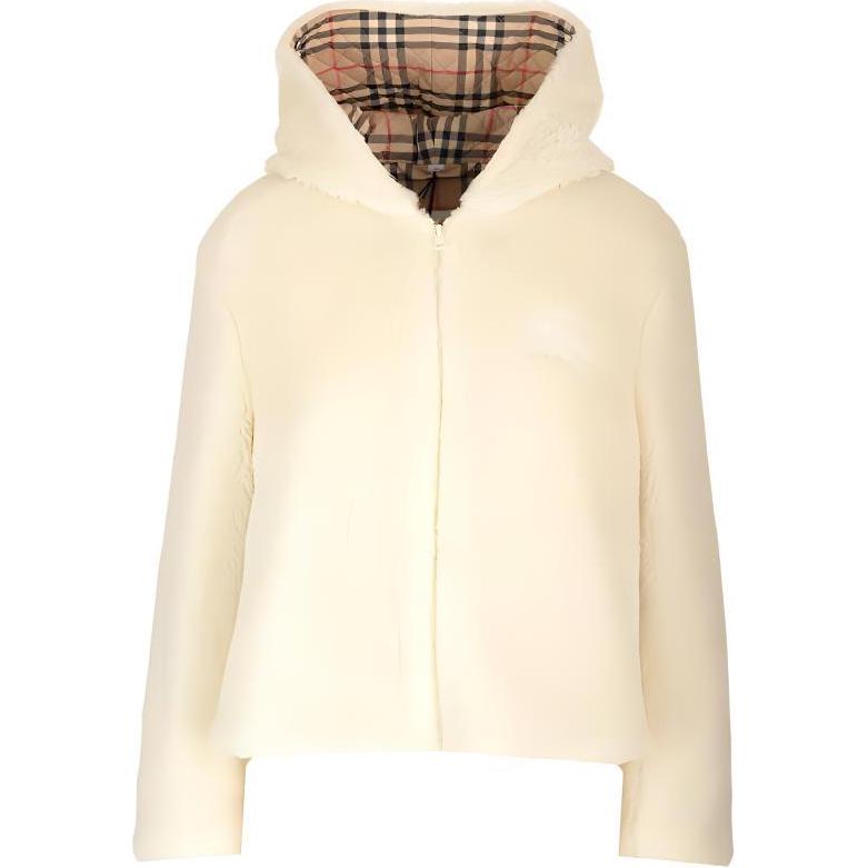 

Куртка с капюшоном из овчины с вышитым логотипом Austrel, матовая ваниль Burberry, Ecru