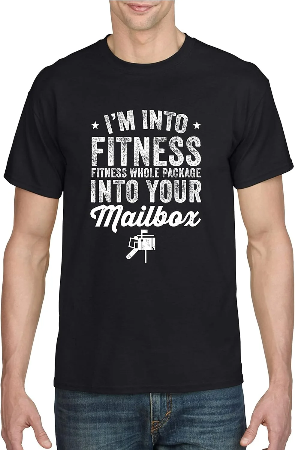 

Футболка мужская I'm Into Fitness Whole Package in Your Mailbox Funny Mailman ALLNTRENDS