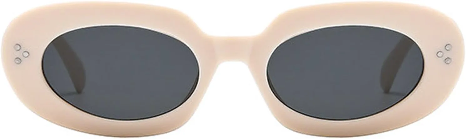 

Солнцезащитные очки Willochra Narrow Cat Eye в стиле панк для женщин, ретро 90-х, овальные солнцезащитные очки с заклепками, модные маленькие черные и синие, C2