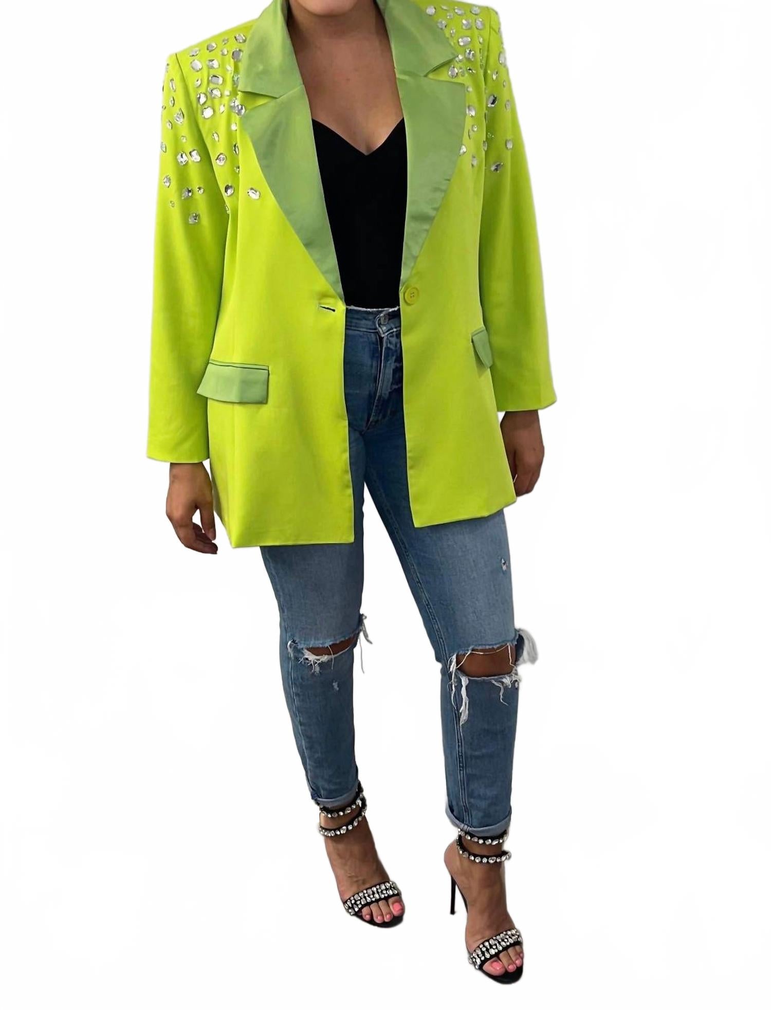 

Блейзер свободного кроя со стразами цвета лайм Denim Love, зеленый