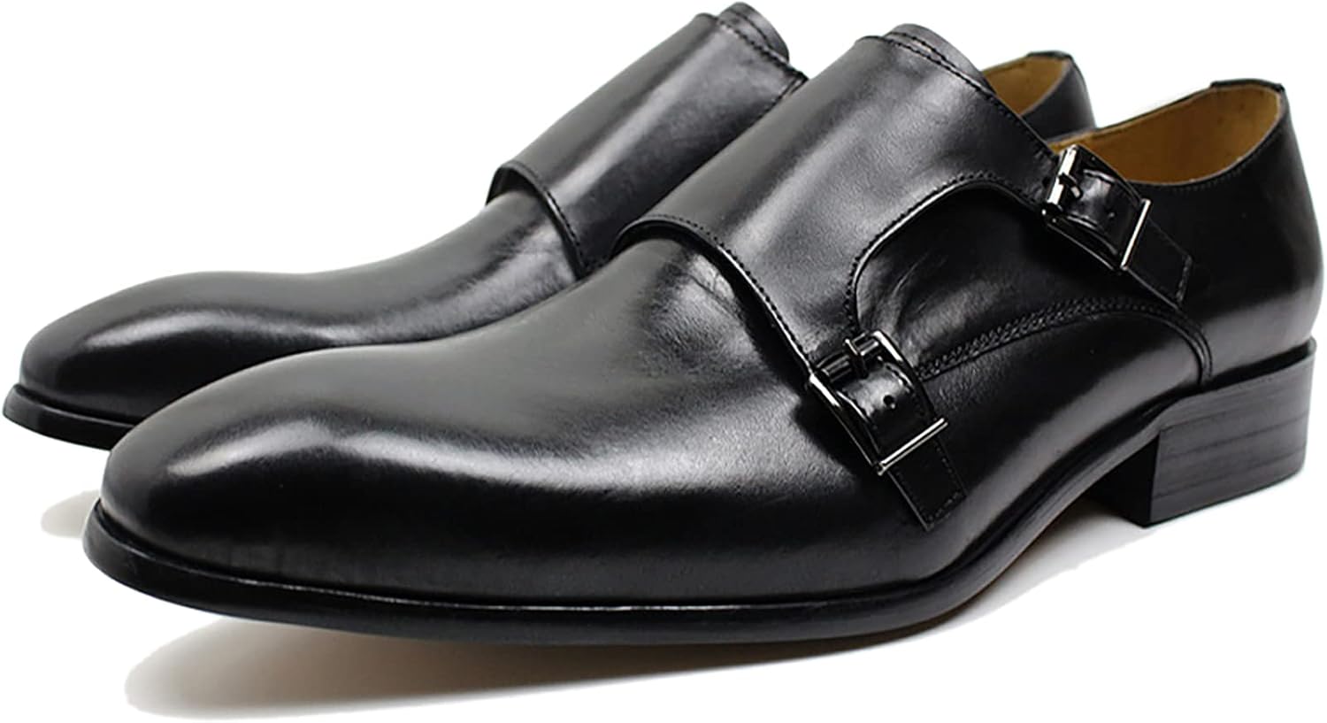 

Мужские кожаные лоферы без шнурков Moccasion с двойной пряжкой, мокасины для офиса и формальные, коричневые-41 Generic