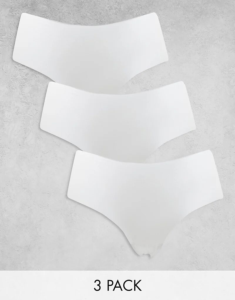 

ASOS DESIGN 3 пары трусов-кюлотов-хипстеров из невидимой ткани белого цвета