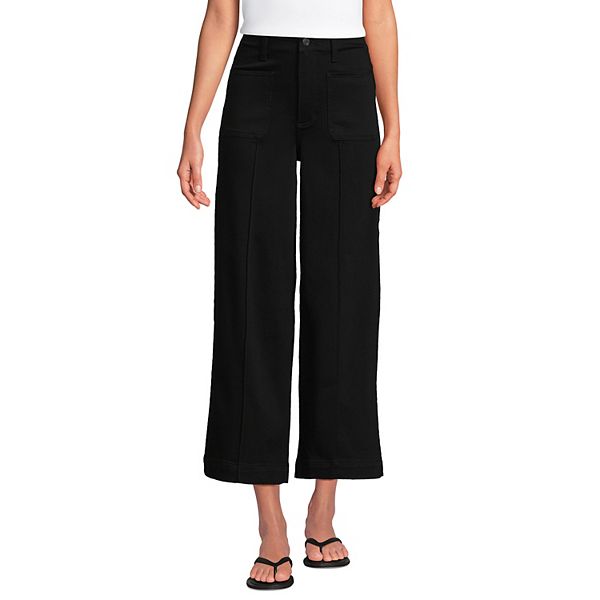 

Женские джинсы с высокой посадкой, накладными карманами и широкими укороченными штанинами Lands' End