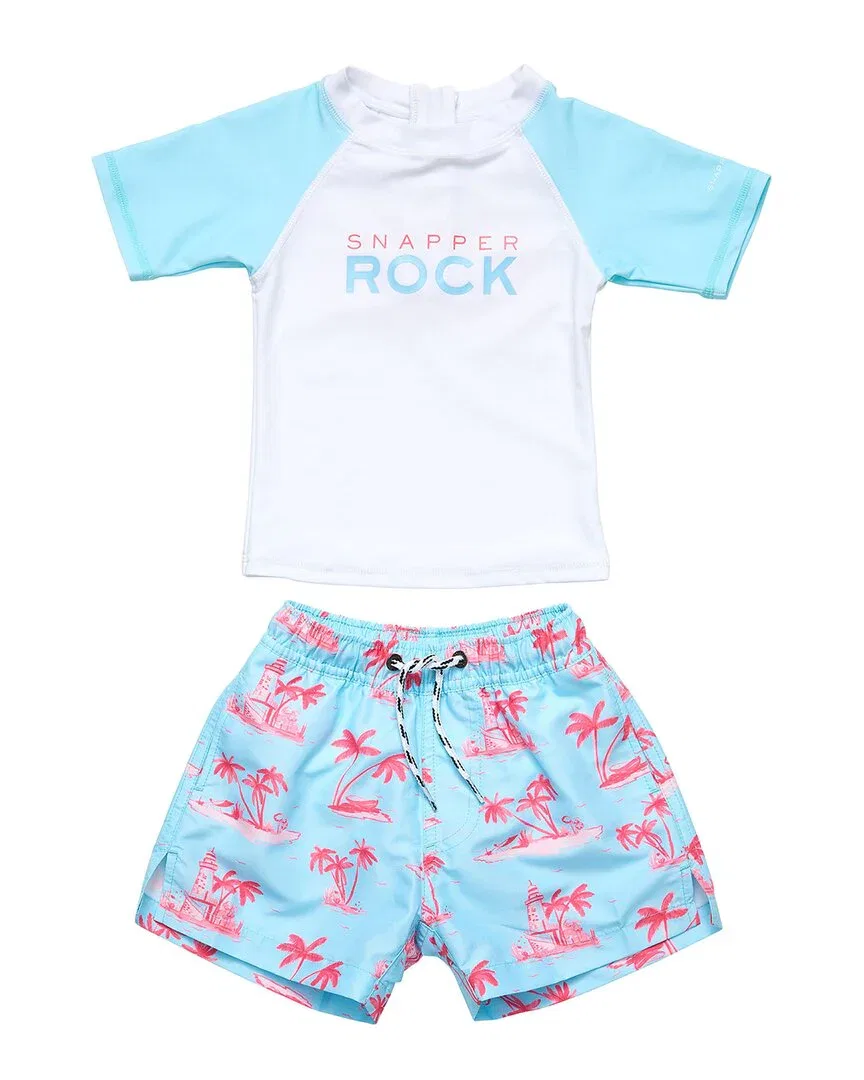 Snapper Rock Lighthouse Island Sustainable Baby Swim Set, синий