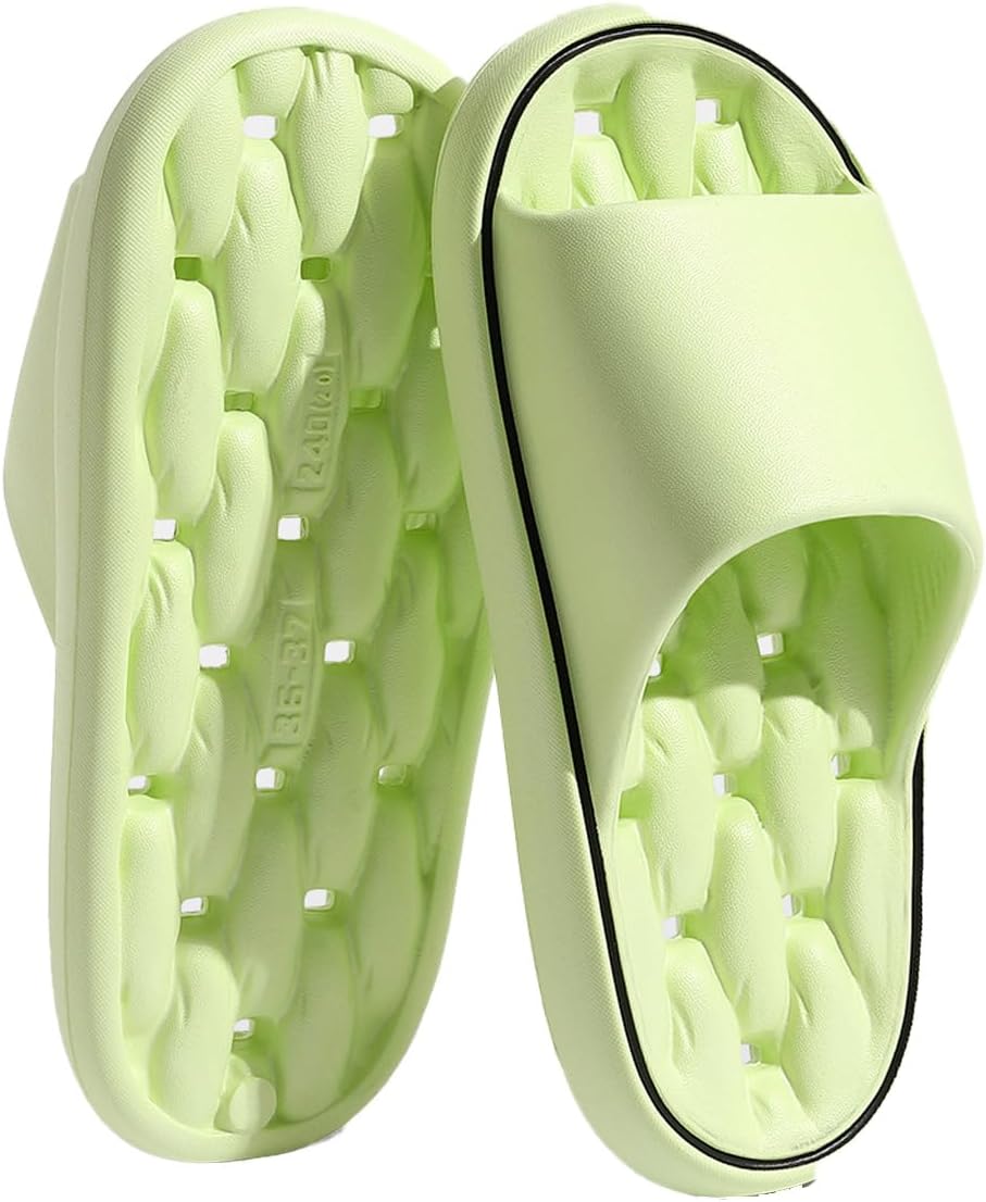 

Женские и мужские шлепанцы для душа oukisam, быстро сохнущие, легкая подошва, нескользящие шлепанцы для ванной, зеленый