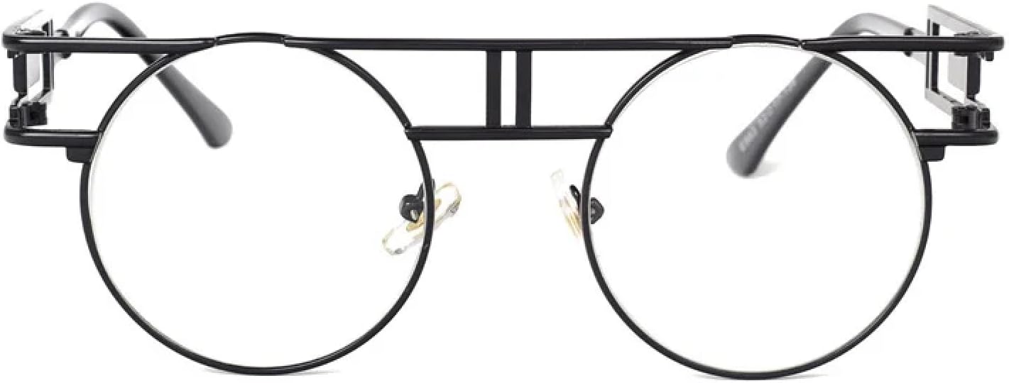 

Круглые солнцезащитные очки из сплава для женщин и мужчин, модные, с большими зеркальными оправами, в стиле стимпанк, с защитой от УФ-излучения UV400 TKKTLLT, C16black-clear