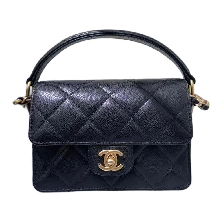 

24K Блестящая Кожа Теленка Мини Плечевая Сумка Через Плечо Черная CHANEL