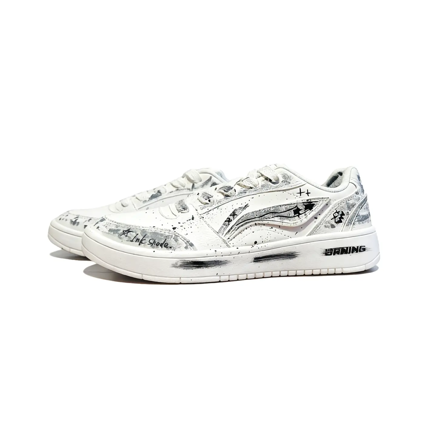 Li Ning Sycee V3 Coverage Abrasion Resistant Low top Skateboard Shoes мужские Li-Ning, серый белый — фото 4