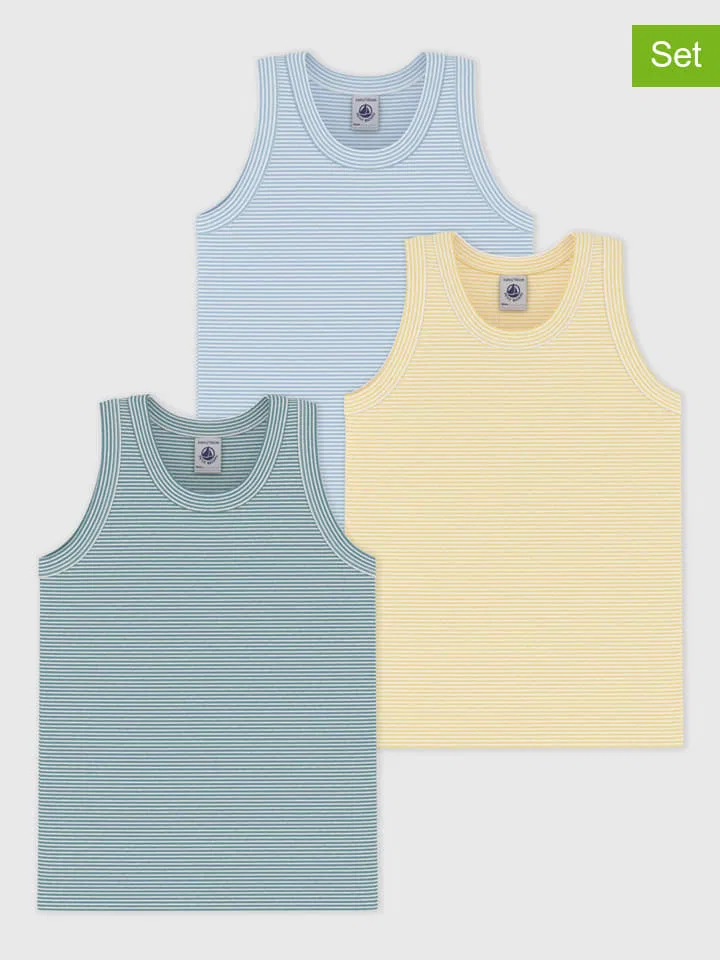 Комплект маек из 3 штук, хлопок, Petit Bateau, разноцветный