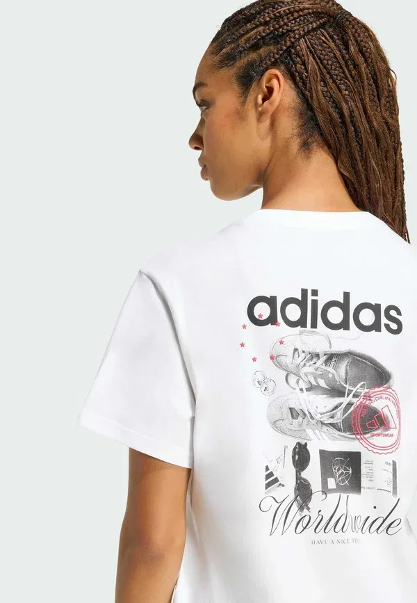 Футболка свободного кроя с принтом Adidas Sportswear, белый — фото 4